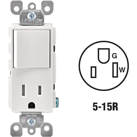Leviton Decora White 15A Switch & Outlet R62-T5625-0WS